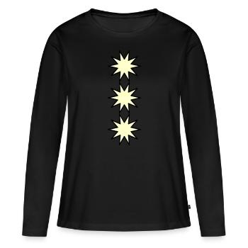 Design 3 étoiles, sobre, shirts, accessoires - T-shirt manches longues Premium bio Femme - noir - Devant - Julia (174cm)