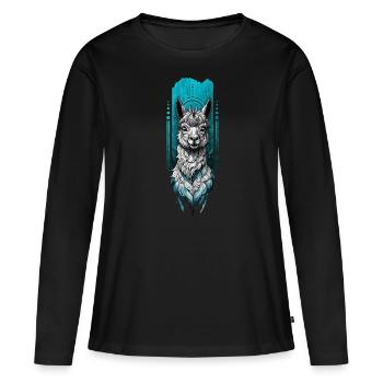Adorable Lama - T-shirt manches longues Premium bio Femme - noir - Devant - Julia (174cm)