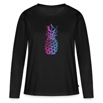 ananas - T-shirt manches longues Premium bio Femme - noir - Devant - Julia (174cm)