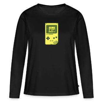 GB Pixel Handheld Retro Gaming Konsole (Mario) - Frauen Premium Bio Langarmshirt - Schwarz - Vorne - Julia (174cm)