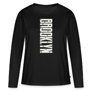 Brooklyn - T-shirt manches longues Premium bio Femme - noir - Devant - Julia (174cm)