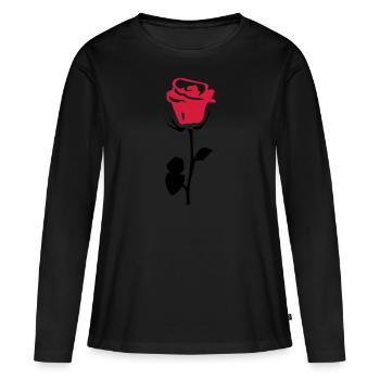 rose fleur - T-shirt manches longues Premium bio Femme - noir - Devant - Julia (174cm)