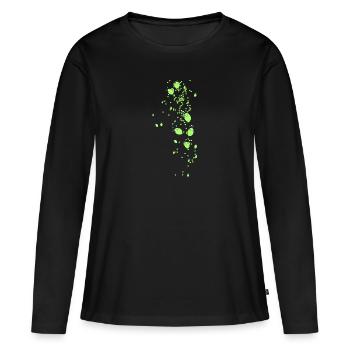 Limonène, citron vert, cœurs, motifs, citron - T-shirt manches longues Premium bio Femme - noir - Devant - Julia (174cm)
