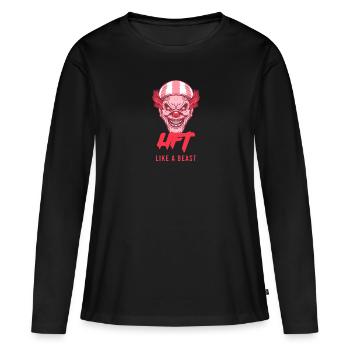 Heben Sie wie ein Tierclown - Frauen Premium Bio Langarmshirt - Schwarz - Vorne - Julia (174cm)