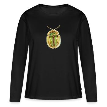 Coléoptère écaille de tortue rayé doré - T-shirt manches longues Premium bio Femme - noir - Devant - Julia (174cm)