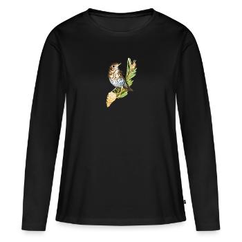 Musiker Drossel, Tourdre und Chiqueuse. - Frauen Premium Bio Langarmshirt - Schwarz - Vorne - Julia (174cm)