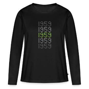 1959 - T-shirt manches longues Premium bio Femme - noir - Devant - Julia (174cm)