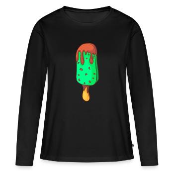 Crème glacée, crème glacée, crème glacée, crème glacée, boule, crème glacée, sundae - T-shirt manches longues Premium bio Femme - noir - Devant - Julia (174cm)