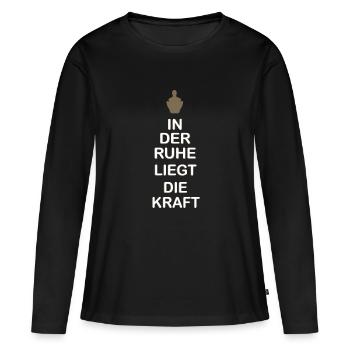 Dans le calme se trouve la force - T-shirt manches longues Premium bio Femme - noir - Devant - Julia (174cm)