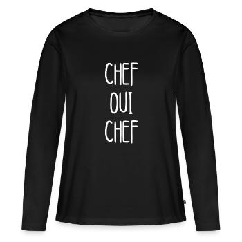 chef oui chef - T-shirt manches longues Premium bio Femme - noir - Devant - Julia (174cm)