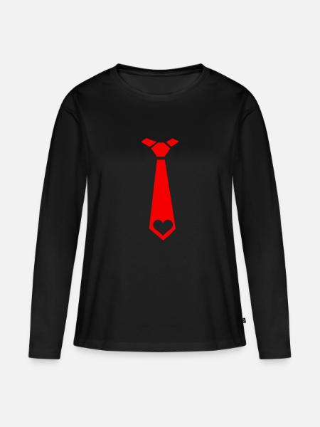 Krawatte - Frauen Premium Bio Langarmshirt - Schwarz