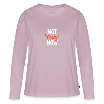 Pas longtemps maintenant pas longtemps grossesse - T-shirt manches longues Premium bio Femme - rose poudré - Devant - Julia (174cm)