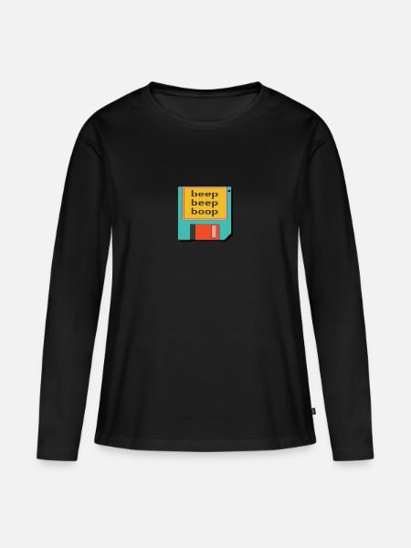 Diskette (Retro) - Frauen Premium Bio Langarmshirt - Schwarz