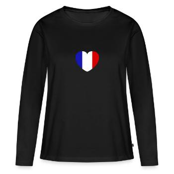 PATRIOTE - T-shirt manches longues Premium bio Femme - noir - Devant - Julia (174cm)