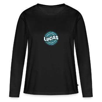 Lucas - T-shirt manches longues Premium bio Femme - noir - Devant - Julia (174cm)