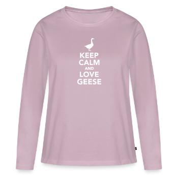 oie - T-shirt manches longues Premium bio Femme - rose poudré - Devant - Julia (174cm)