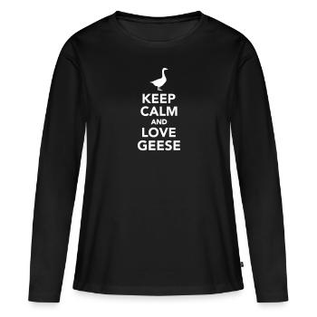 Gans - Frauen Premium Bio Langarmshirt - Schwarz - Vorne - Julia (174cm)
