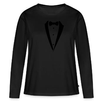 noeud papillon costume - T-shirt manches longues Premium bio Femme - noir - Devant - Julia (174cm)