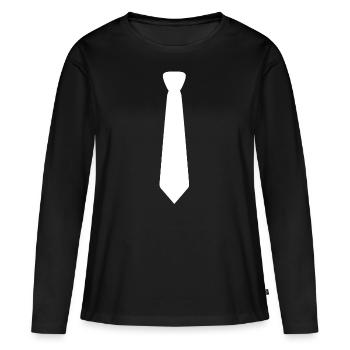 cravate - T-shirt manches longues Premium bio Femme - noir - Devant - Julia (174cm)