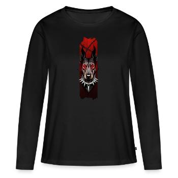 Fierce Doberman: Crimson Glare - Women's Premium Organic Long Sleeve Shirt - black - Front - Julia (174cm)