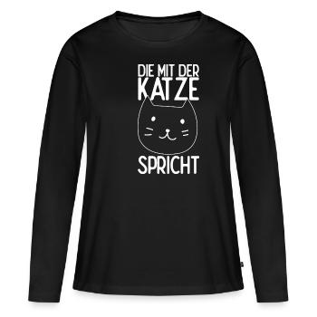 Katze Kätzchen Kater Fellnase Katzenfan Cat Katzen - Frauen Premium Bio Langarmshirt - Schwarz - Vorne - Julia (174cm)