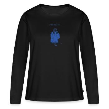 Citations non motivantes - faire semblant d’exister - T-shirt manches longues Premium bio Femme - noir - Devant - Julia (174cm)