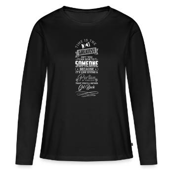 Zeit Sand Modern - Frauen Premium Bio Langarmshirt - Schwarz - Vorne - Julia (174cm)