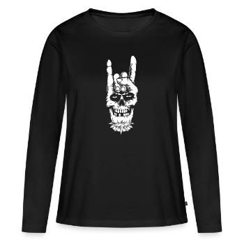 Heavy Metal Hand Sign - T-shirt manches longues Premium bio Femme - noir - Devant - Julia (174cm)
