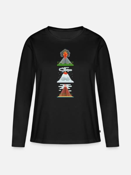 Vulkan Vulkane Vulkanliebhaber Shirt lustig Vulkan - Frauen Premium Bio Langarmshirt - Schwarz