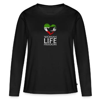 Woman Life Freedom - Frauen Premium Bio Langarmshirt - Schwarz - Vorne - Julia (174cm)