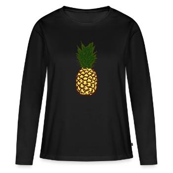 Vacances du festival d’été de l’ananas - T-shirt manches longues Premium bio Femme - noir - Devant - Julia (174cm)