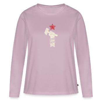 Working class Spoutnik Gagarine Russie Astronaute - T-shirt manches longues Premium bio Femme - rose poudré - Devant - Julia (174cm)