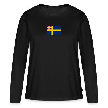 Sillsalaten Drapeau de l’Union suédoise w. Norvège 1844-1905 - T-shirt manches longues Premium bio Femme - noir - Devant - Julia (174cm)