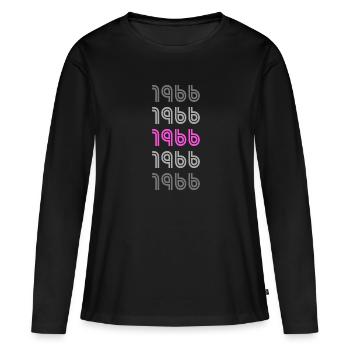 Style Rétro Rose 1966 - T-shirt manches longues Premium bio Femme - noir - Devant - Julia (174cm)