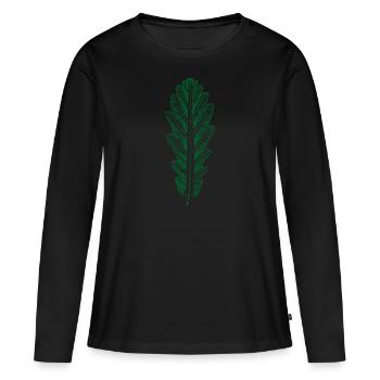 Chêne - Feuille / Feuille de chêne - IMPRIMER - T-shirt manches longues Premium bio Femme - noir - Devant - Julia (174cm)