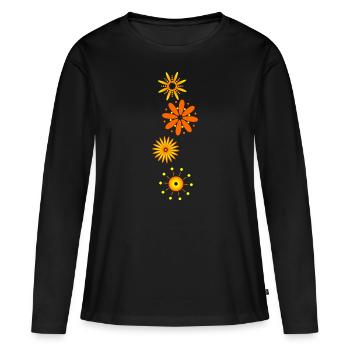 Fleurs verticales - T-shirt manches longues Premium bio Femme - noir - Devant - Julia (174cm)