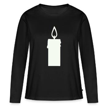 Silhouette de bougie d’allumage dans la lanterne - T-shirt manches longues Premium bio Femme - noir - Devant - Julia (174cm)