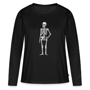 Squelette écoutant Walkman - T-shirt manches longues Premium bio Femme - noir - Devant - Julia (174cm)