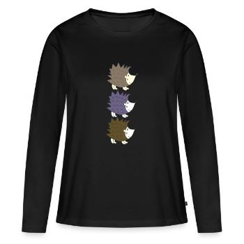 Hedgehog Triple - Women's Premium Organic Long Sleeve Shirt - black - Front - Julia (174cm)