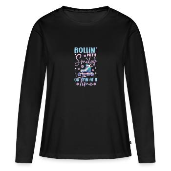 Inline Rollerblades Blade Rollin With Smiles Gifts - Women's Premium Organic Long Sleeve Shirt - black - Front - Julia (174cm)