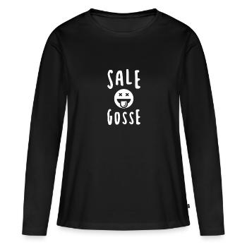 SALE GOSSE BLACK - T-shirt manches longues Premium bio Femme - noir - Devant - Julia (174cm)