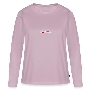 Drapeaux néerlandais de l’Angleterre et des Pays-Bas - T-shirt manches longues Premium bio Femme - rose poudré - Devant - Julia (174cm)