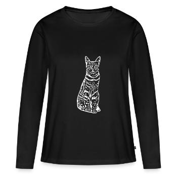 Chat chat chaton - T-shirt manches longues Premium bio Femme - noir - Devant - Julia (174cm)