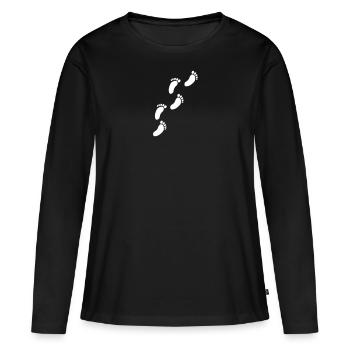 Fußabdrücke - Frauen Premium Bio Langarmshirt - Schwarz - Vorne - Julia (174cm)