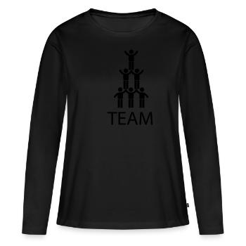 équipe - T-shirt manches longues Premium bio Femme - noir - Devant - Julia (174cm)