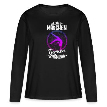 Echte Mädchen Turnen Rhönrad Gymnsatik Sport Turnf - Frauen Premium Bio Langarmshirt - Schwarz - Vorne - Julia (174cm)