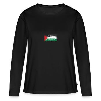 Free Palestine Palestine Paix Liberté Masque - T-shirt manches longues Premium bio Femme - noir - Devant - Julia (174cm)