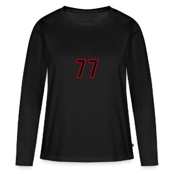 77 Number Years Jersey - Women's Premium Organic Long Sleeve Shirt - black - Front - Julia (174cm)