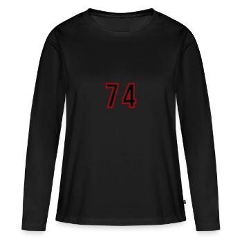 74 Number Years Jersey - Women's Premium Organic Long Sleeve Shirt - black - Front - Julia (174cm)