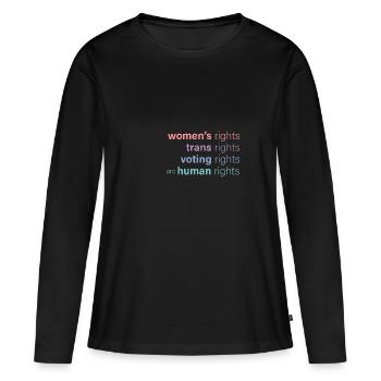 Les droits des femmes sont des droits humains - T-shirt manches longues Premium bio Femme - noir - Devant - Julia (174cm)